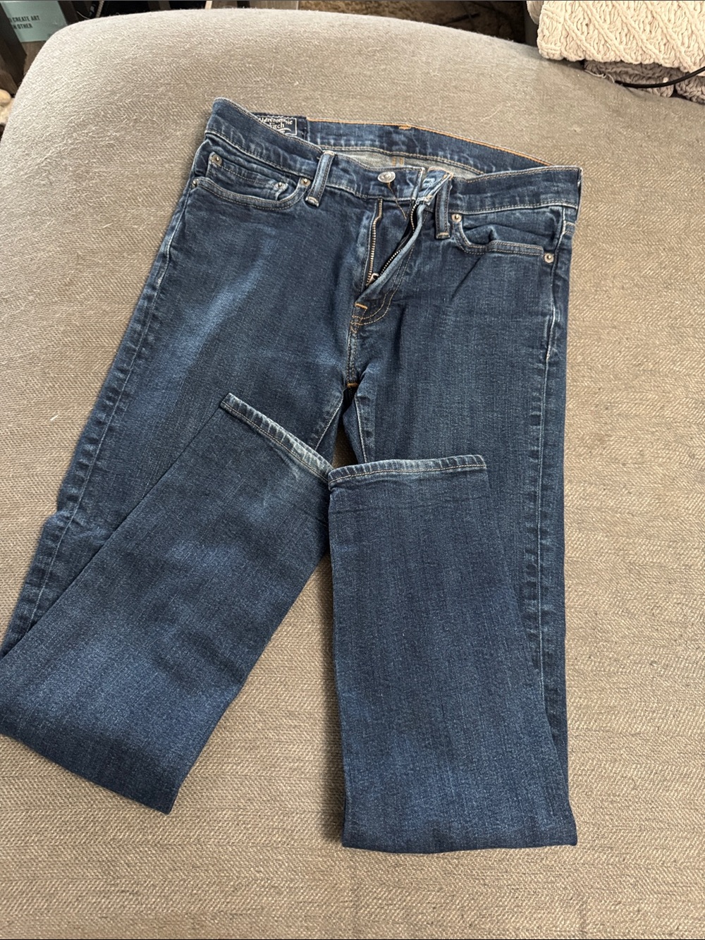 Abercrombie & Fitch Women's Dark Indigo Straight-Leg Jeans